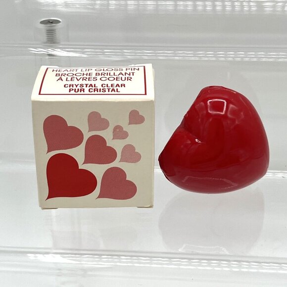 Vintage Avon Valentines Heart Lip Gloss Pin Brooch Compact with Box 1992 NOS - Picture 1 of 7